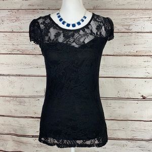 Twenty One Black Lace Blouse Medium
